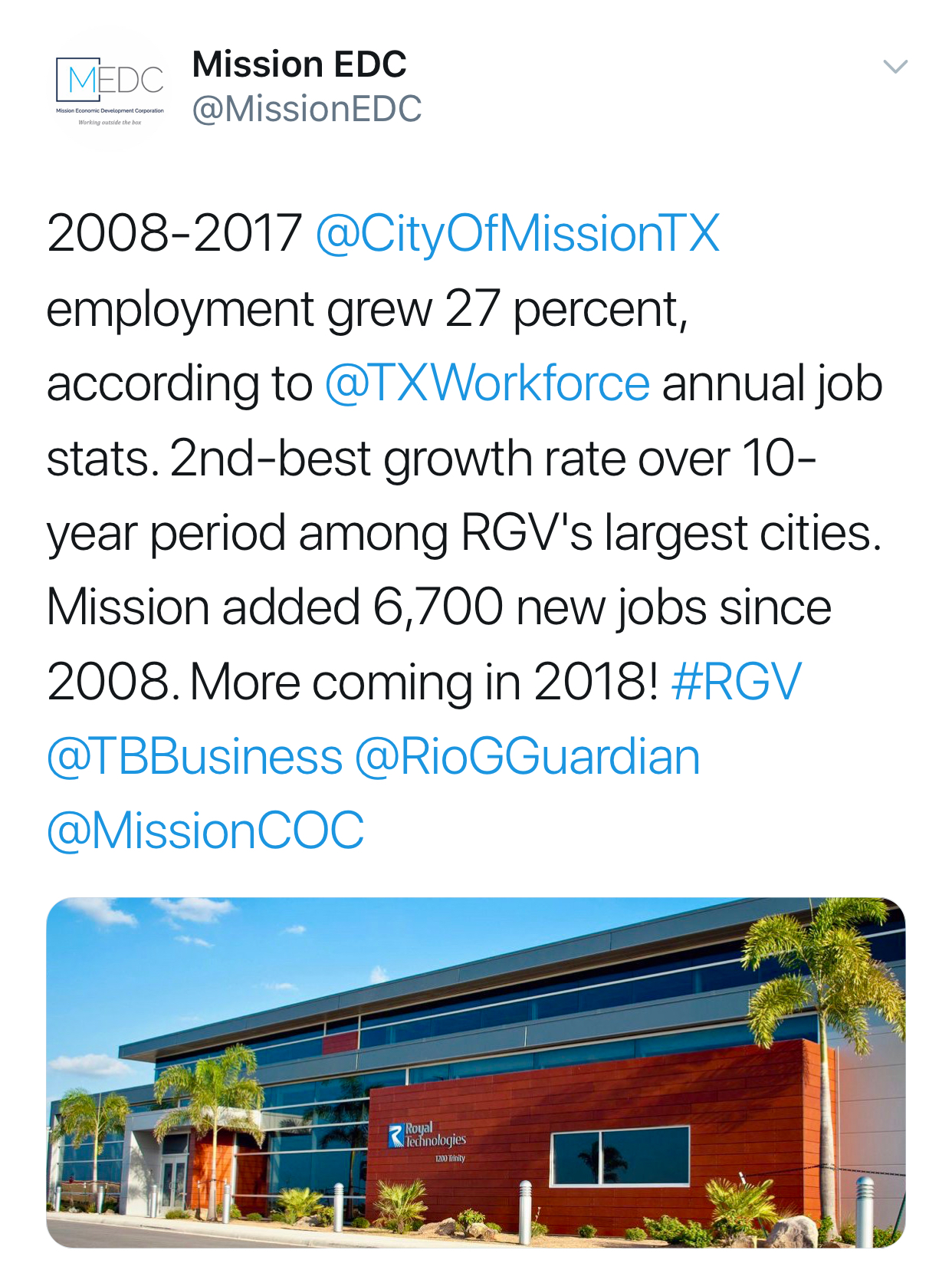 Employment In The City Of Mission Grew 27 Percent Between 08 17 According To The Texas Workforce Commission S Annual Job Stats Among The Rgv S Largest Cities Mission Had The 2nd Best Growth Rate