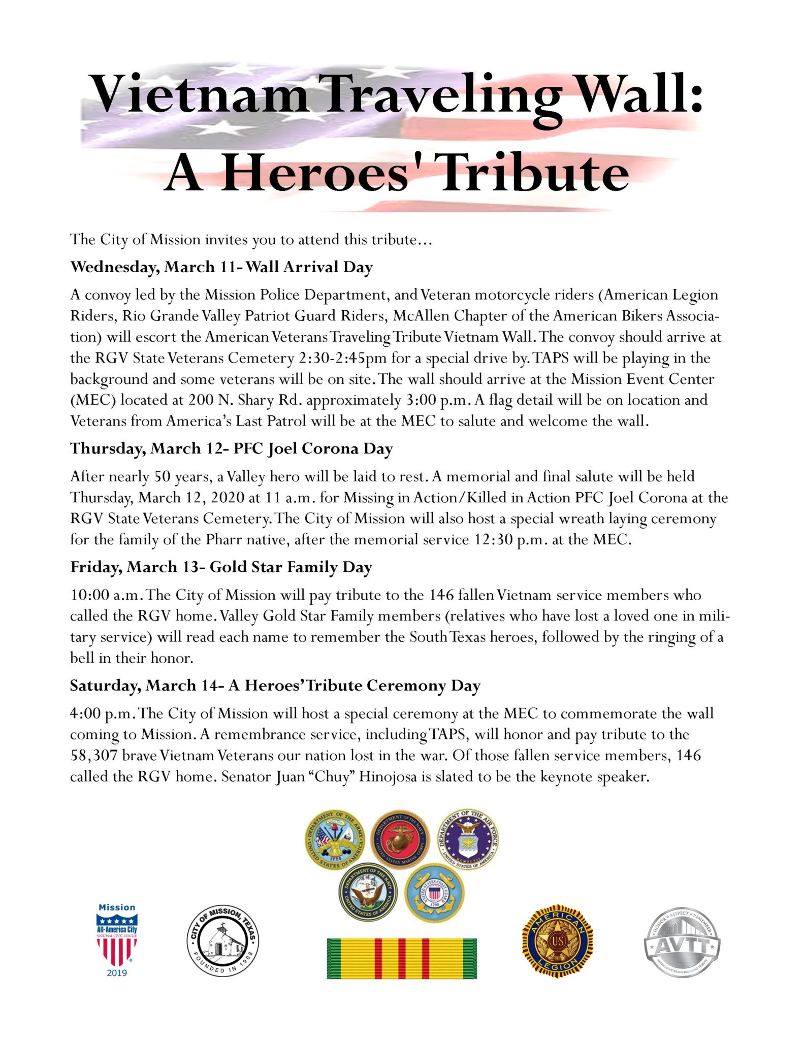 Vietnam Traveling Wall A Heroes’ Tribute Schedule of Events City