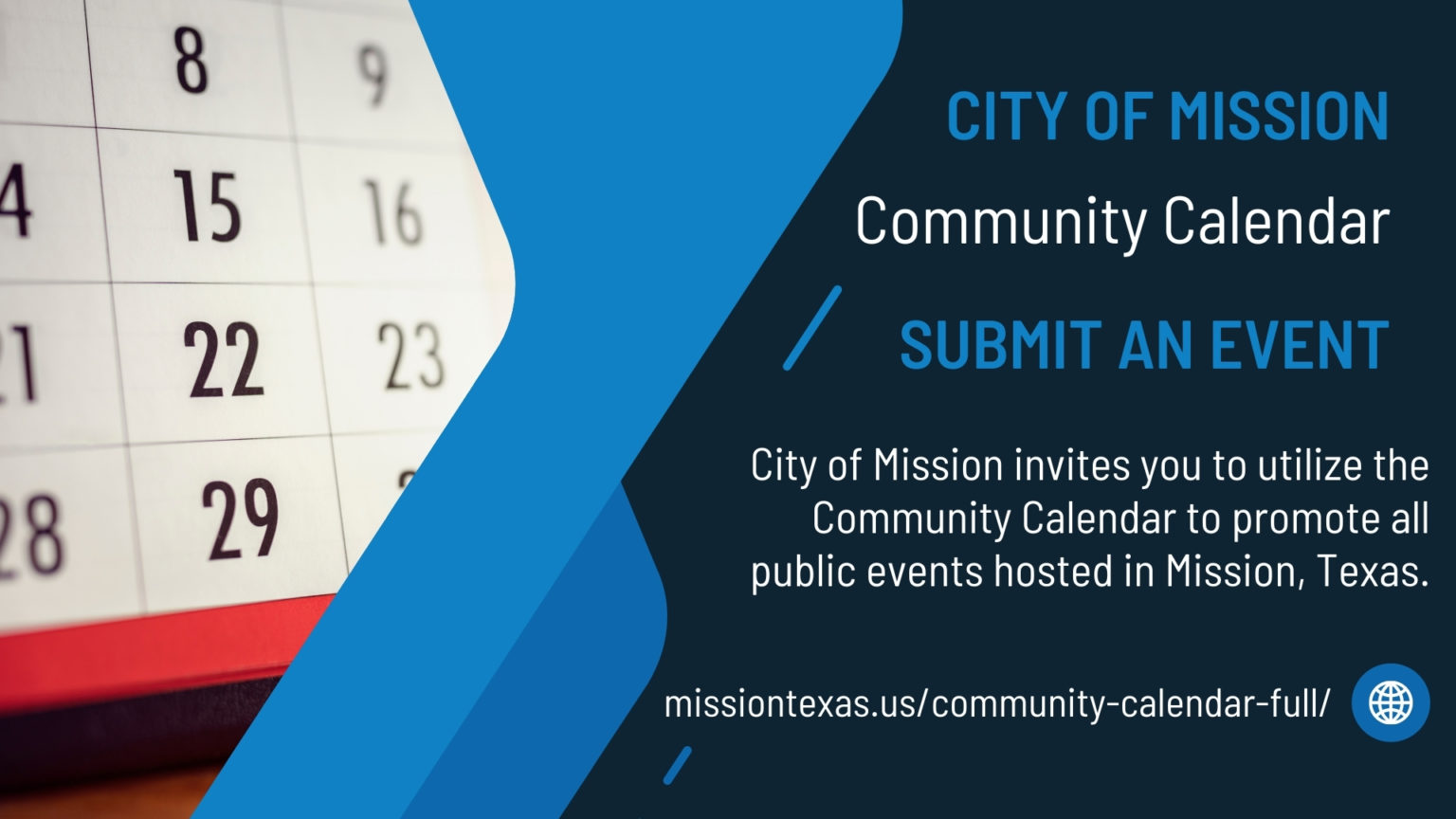 Mission launching community calendar City of Mission